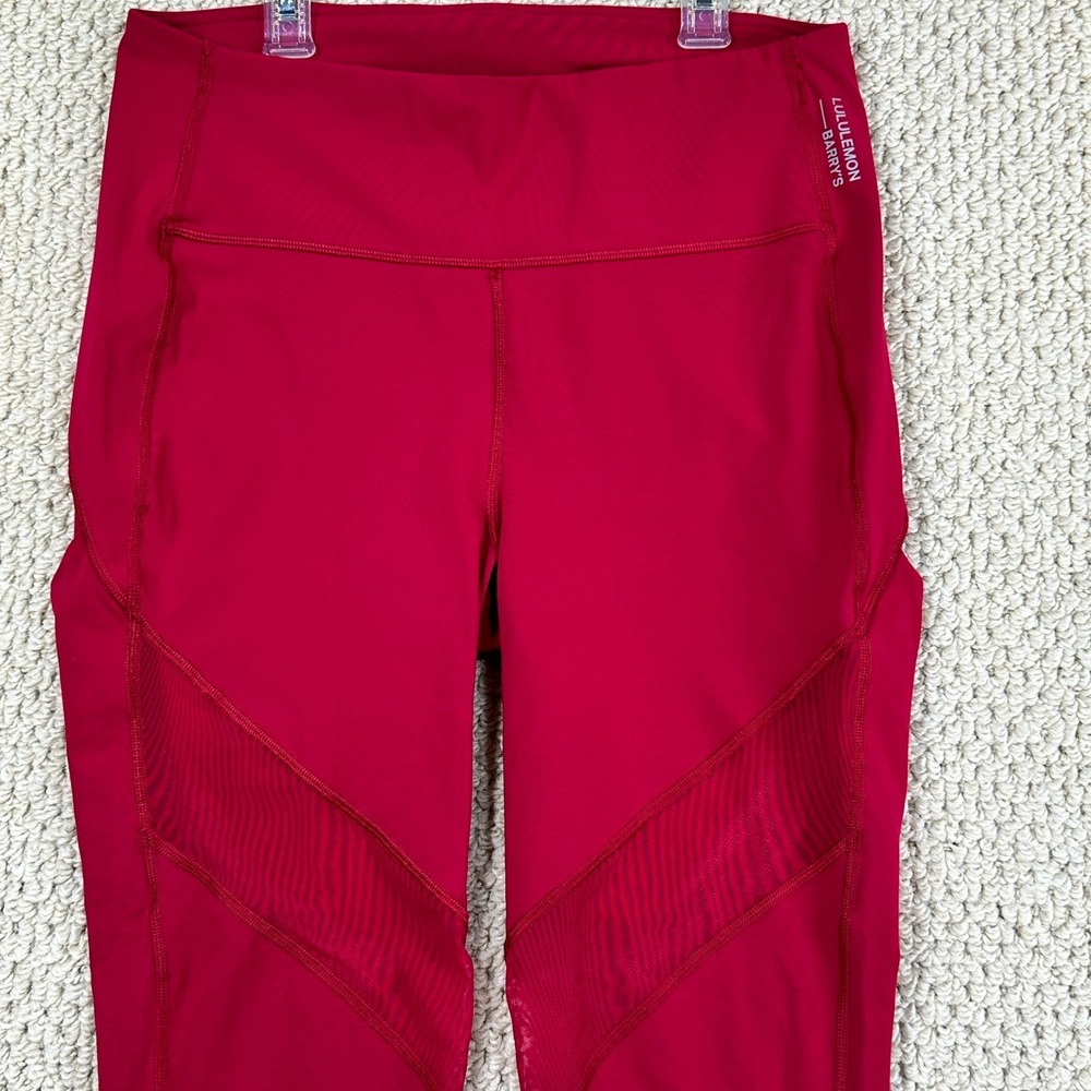 Lululemon x Barrys Leggings Womens 10 Ruby Red Tight 25" Stronger As One Mesh